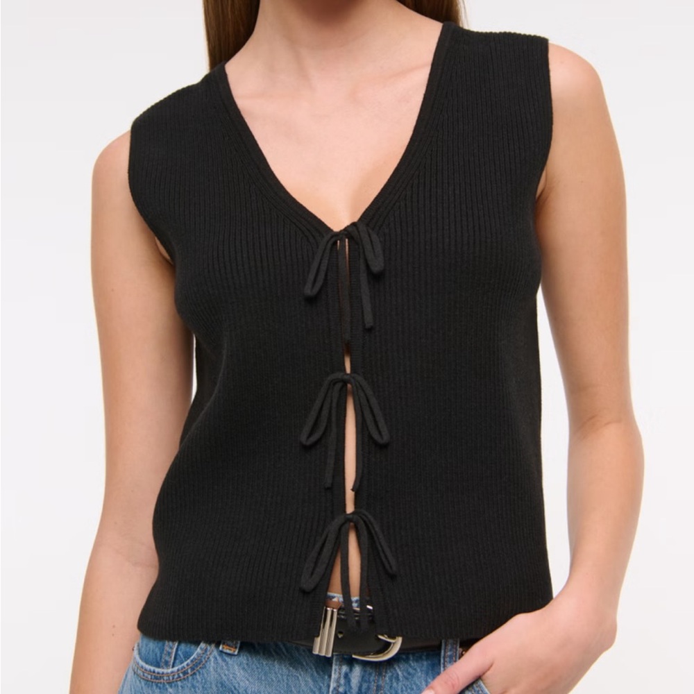 Abercrombie & Fitch Black Tie Front Tank Top